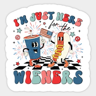 Hot Dog I'm Just Here For The Wieners 4Th Of July Sticker